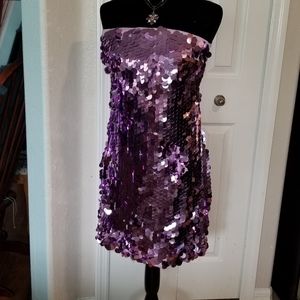 Strapless Purple Sequin Bodycon Dress Sz 0X